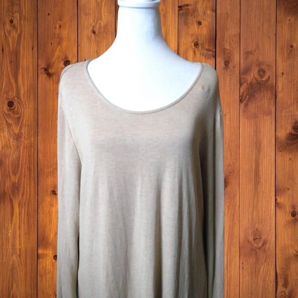 Soma Beige Tunic Shirt Dress Zipper Accent Neutral Cozy Size XL Minimalist